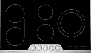 Overhead view of the Frigidaire Professional FPEC3677RF 36” cooktop 