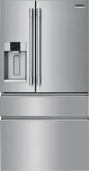 Front view of the Frigidaire Professional PRMC2285AF French door refrigerator 