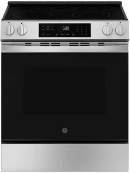 Front view of the GE 500 Series GRS500PVSS electric range