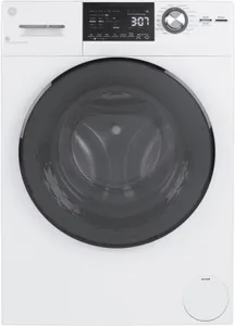Front view of the GE GFQ14ESSNWW washer dryer combo