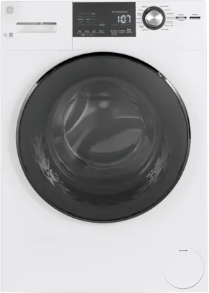 Credit: GE Front view of the GE GFW148SSMWW washer