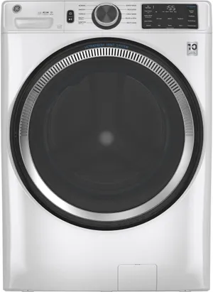 Front view of the GE GFW550SSNWW front load washer