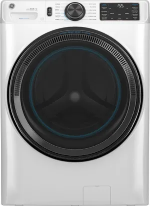 Front view of the GE GFW655SSVWW front load washer