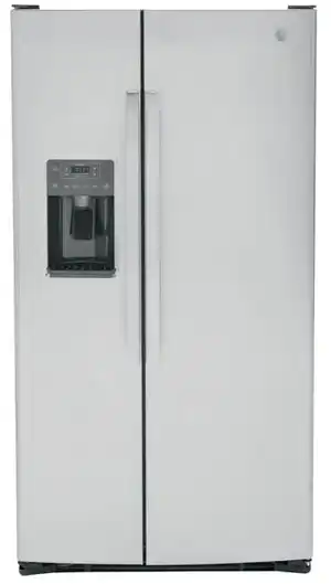 Credit: GE Front view of the GE GSS25GYPFS side by side refrigerator