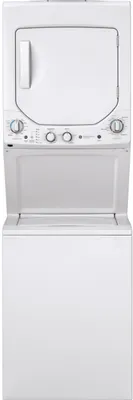 Front view of the GE GUD24ESSMWW washer dryer center