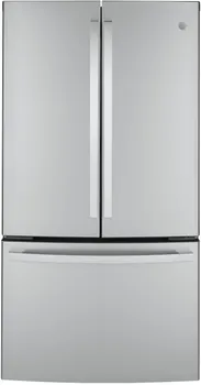 Front view of the GE GWE23GYNFS refrigerator
