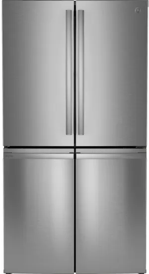 Credit: GE Profile Front view of the GE Profile PAD28BYTFS quad door refrigerator