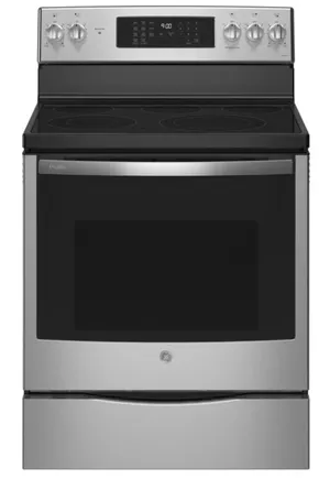 Front view of the GE Profile PB900YVFS range 