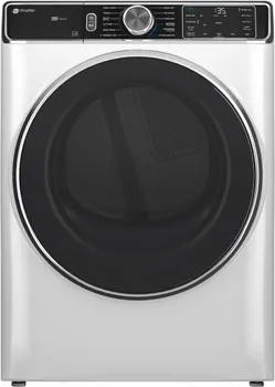 Front view of the GE Profile PFD87ESSVWW dryer 