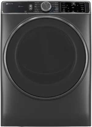 Credit: GE Profile Front view of the GE Profile PFD95ESPWDS dryer