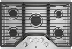 Overhead view of the GE Profile PGP7030SLSS cooktop 