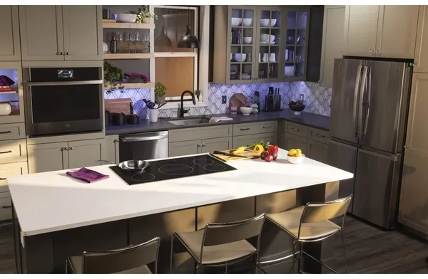 The GE Profile PHP6036DWBB cooktop in a kitchen