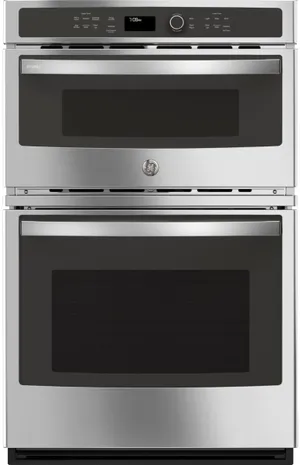 Front view of the GE Profile PK7800SKSS double oven