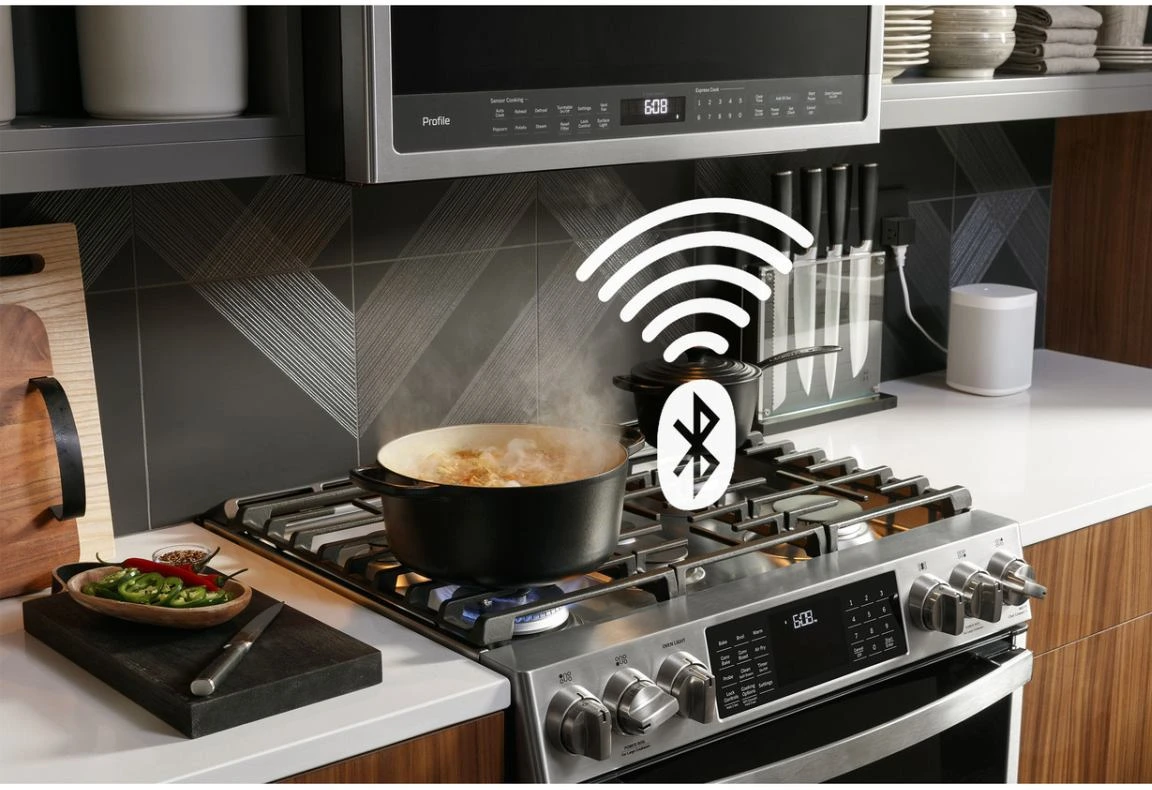 GE Profile 30in Stainless Slide In Dual Fuel Range