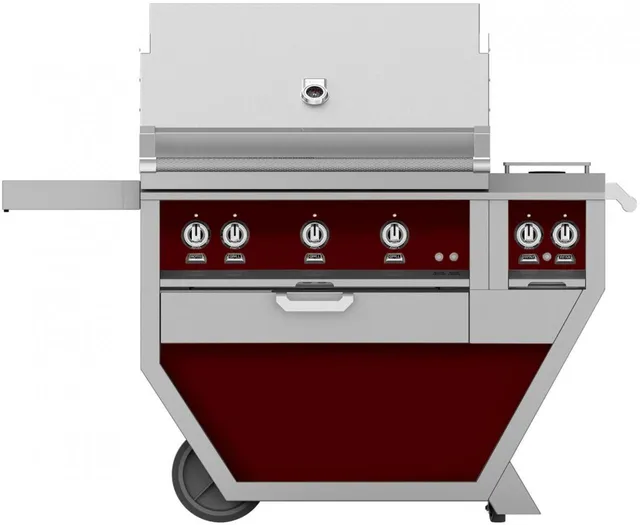 Credit: Hestan Hestan 36in Burgundy Deluxe Freestanding Grill