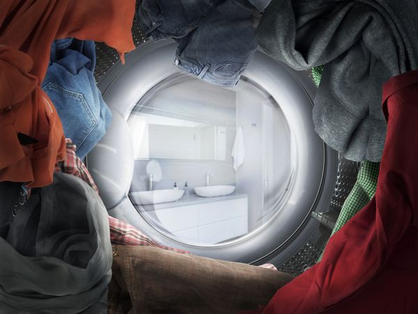 Internal view of clothes in a dryer 