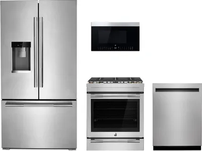 Front view of the JennAir JE_KIT_JFFCC72EHL_JGS1450ML_JDPSG244PS_JMHF730RBL appliance package