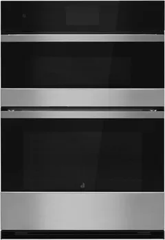 Front view of the JennAir JMW3430LM combo wall oven