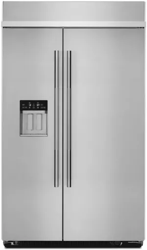 Credit: JennAir Front view of the JennAir RISE JBSS48E22L 48” refrigerator