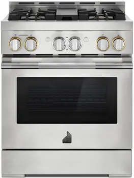 Front view of the JennAir JGRP430HL range