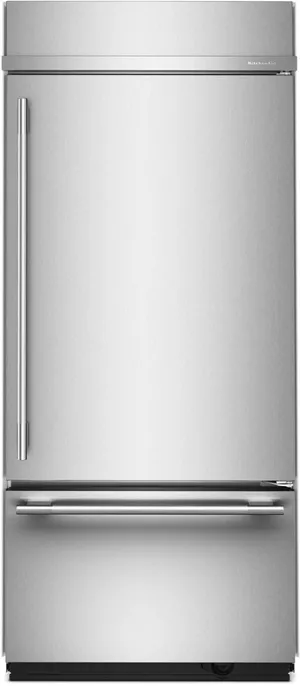 Front view of the KitchenAid KBBR336SPS built-in bottom-freezer refrigerator