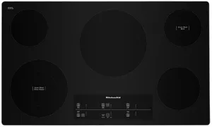 Overhead view of the KitchenAid KCES956KSS 36” cooktop