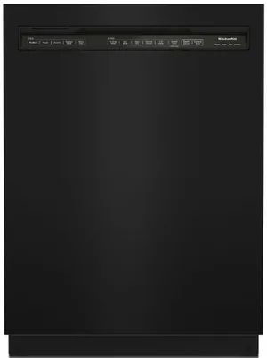 Credit: KitchenAid Front view of the KitchenAid KDFE204KBL black dishwasher
