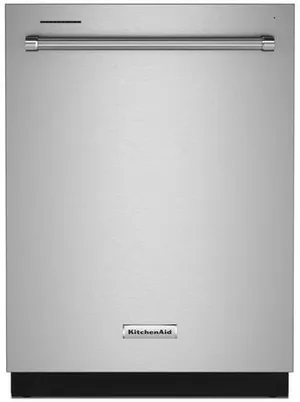 Front view of the KitchenAid KDTM404KPS dishwasher 