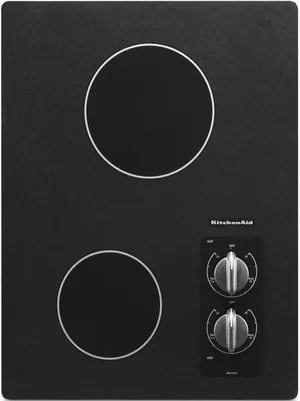 Overhead view of the KitchenAid KECC056RBL 15” 2-burner electric cooktop