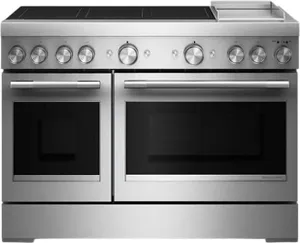 Credit: KitchenAid Front view of the KitchenAid KFID948SSS 48” induction range