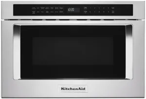 Front view of the KitchenAid KMBD104GSS microwave drawer