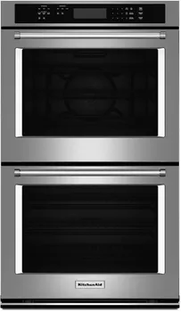 Front view of the KitchenAid KODE300ESS double wall oven 