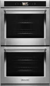 Front view of the KitchenAid KODE900HSS double oven