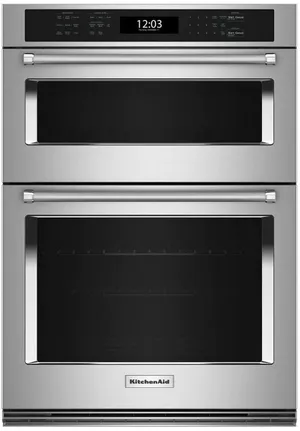 Credit: KitchenAid Front view of the KitchenAid KOEC530PPS microwave oven combo