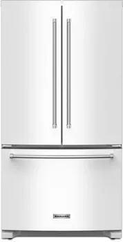 Front view of the KitchenAid KRFC136RWH refrigerator