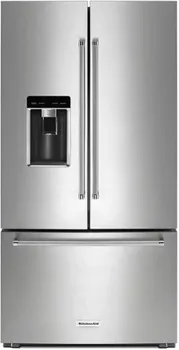 Front view of the KitchenAid KRFC704FPS refrigerator
