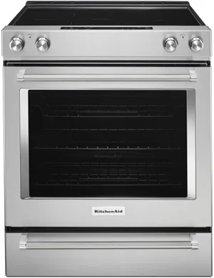 Front view of the KitchenAid KSEG700ESS range