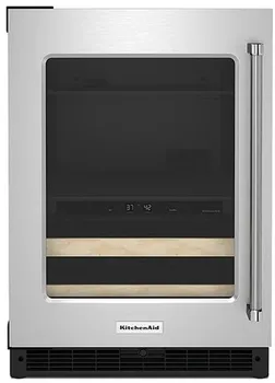 Front view of the KitchenAid KUBL214KSB wine fridge