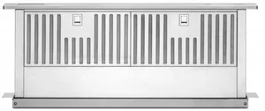 Front view of the KitchenAid KXD4636YSS 36” downdraft range hood 