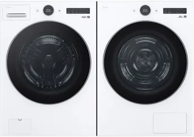 Front view of a LG WM5500HWA washer and LG DLEX5500W dryer