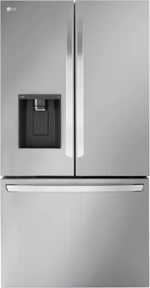 Credit: LG Front view of the LG LRFXC2606S French door refrigerator