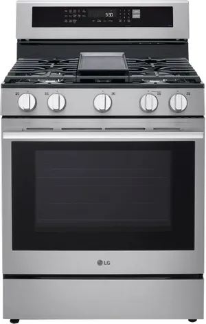 Front view of the LG LRGN6325X gas range