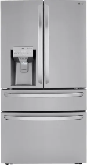 Credit: LG Front view of the LG LRMXS3006S French door refrigerator