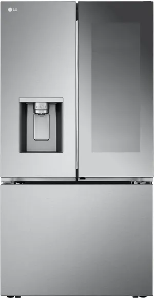 Front view of the LG LRYKC2606S French door refrigerator 