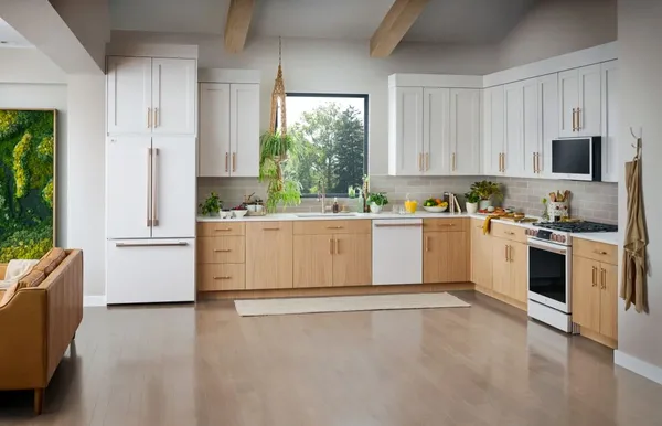 The LG Studio SRFB27W3 refrigerator in a kitchen 
