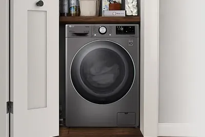Credit: LG The LG WM3555HVA washer dryer combo in a closet