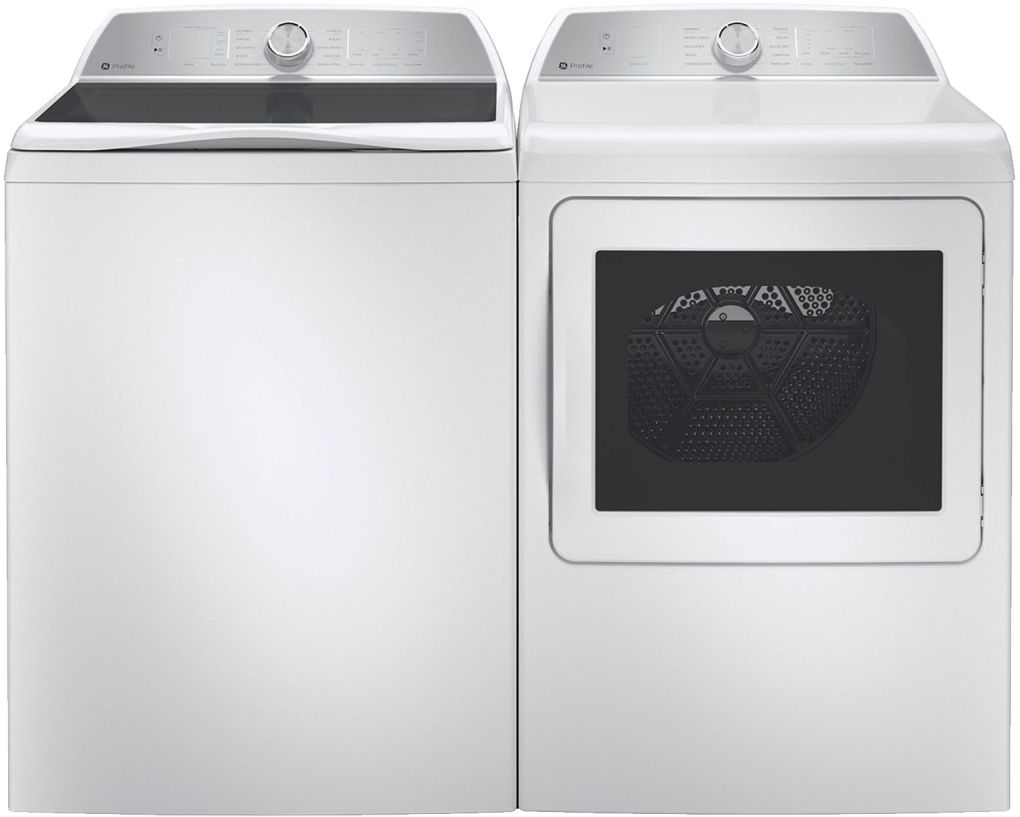 GE Profile White washer dryer gas sets