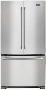 Front view of the Maytag MFC2062FEZ French door refrigerator