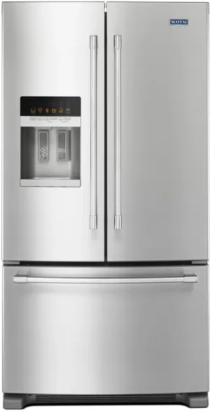 Front view of the Maytag MFI2570FEZ French door refrigerator