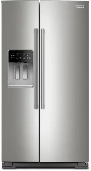 Credit: Maytag Front view of the Maytag MRSF6636RZ side by side refrigerator